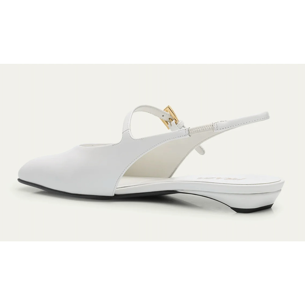 Prada White Leather Square Toe Mary Jane Slingback Ballerina Ballet Flat 36 - Picture 14 of 16
